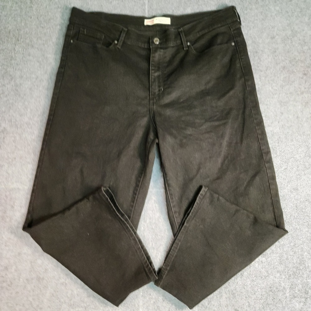 Signature by Levi Strauss Capri Women 18W Mid-Rise Wide Leg Black Denim EXCELNT